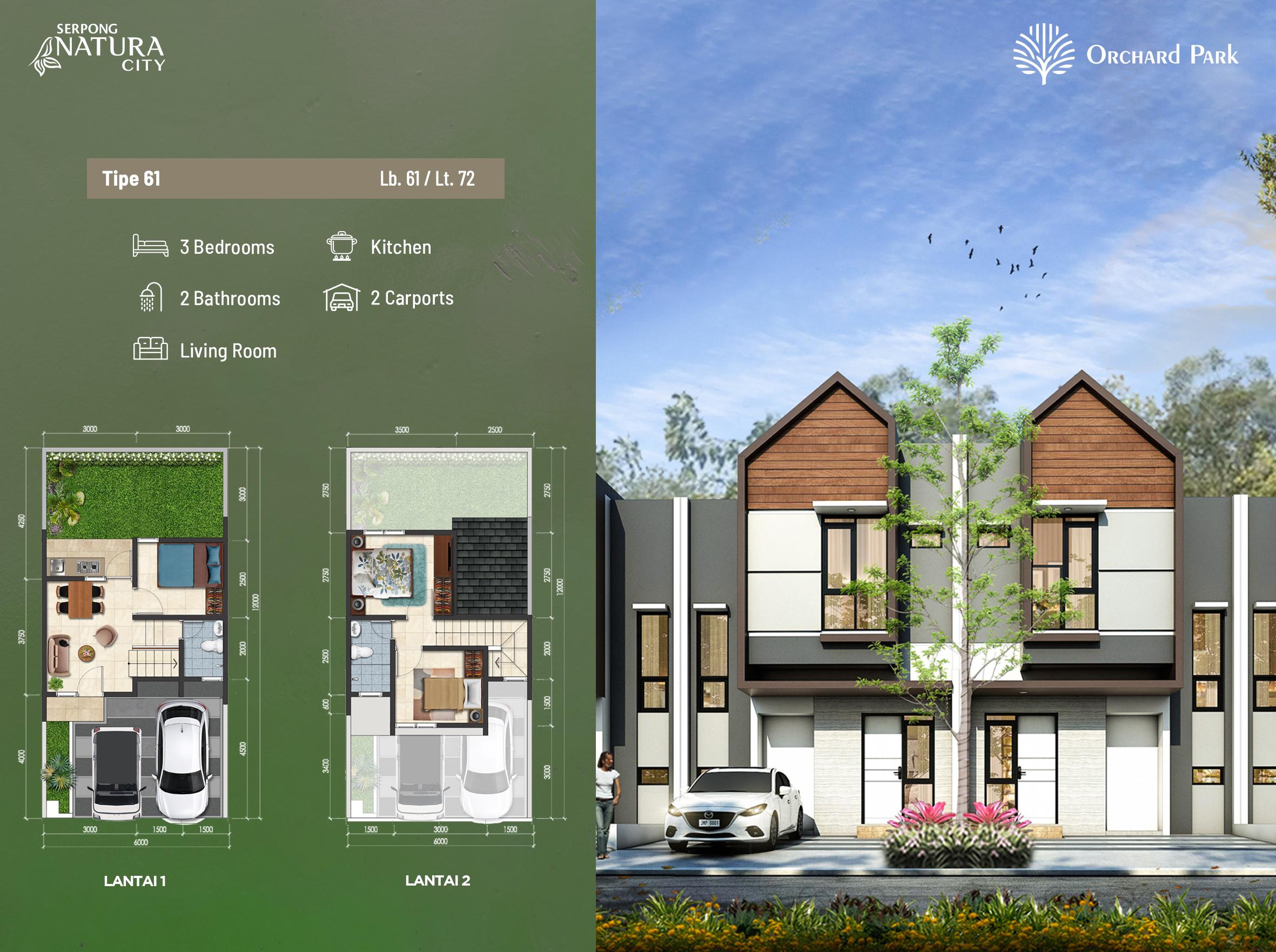 Rumah Tipe 61/72 Orchard Park