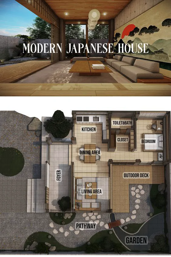 Rumah minimalis 1 lantai bergaya Jepang