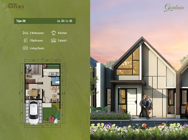 Contoh peletakan tanaman indoor dan outdoor pada cluster di Serpong Natura City