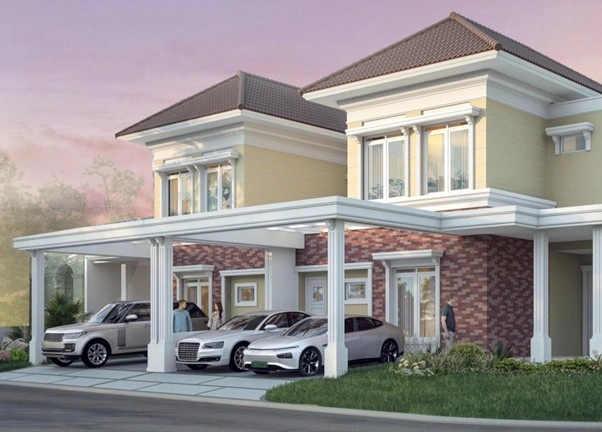 Contoh Kanopi tempered glass minimalis pada cluster Signature di Serpong Natura City