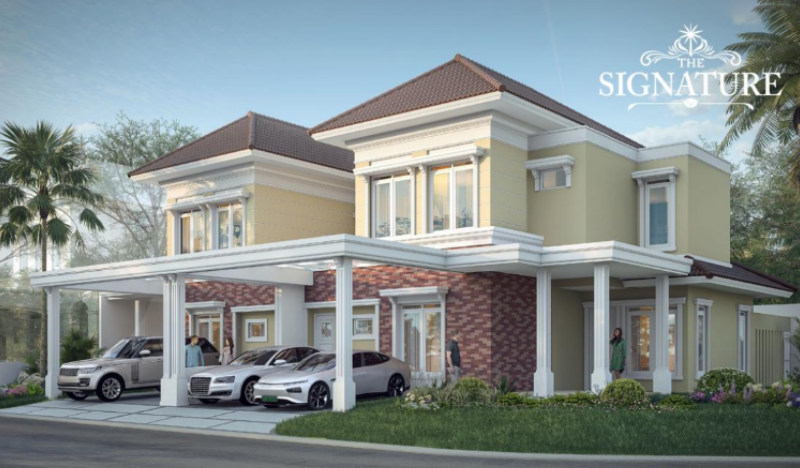 Rumah Bernuansa Tropis di Cluster The Signature
