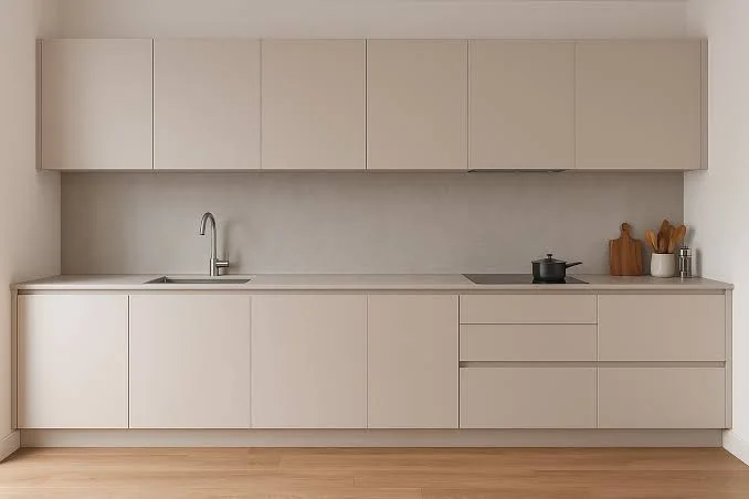 Dapur Minimalis dengan Kabinet Tanpa Handle